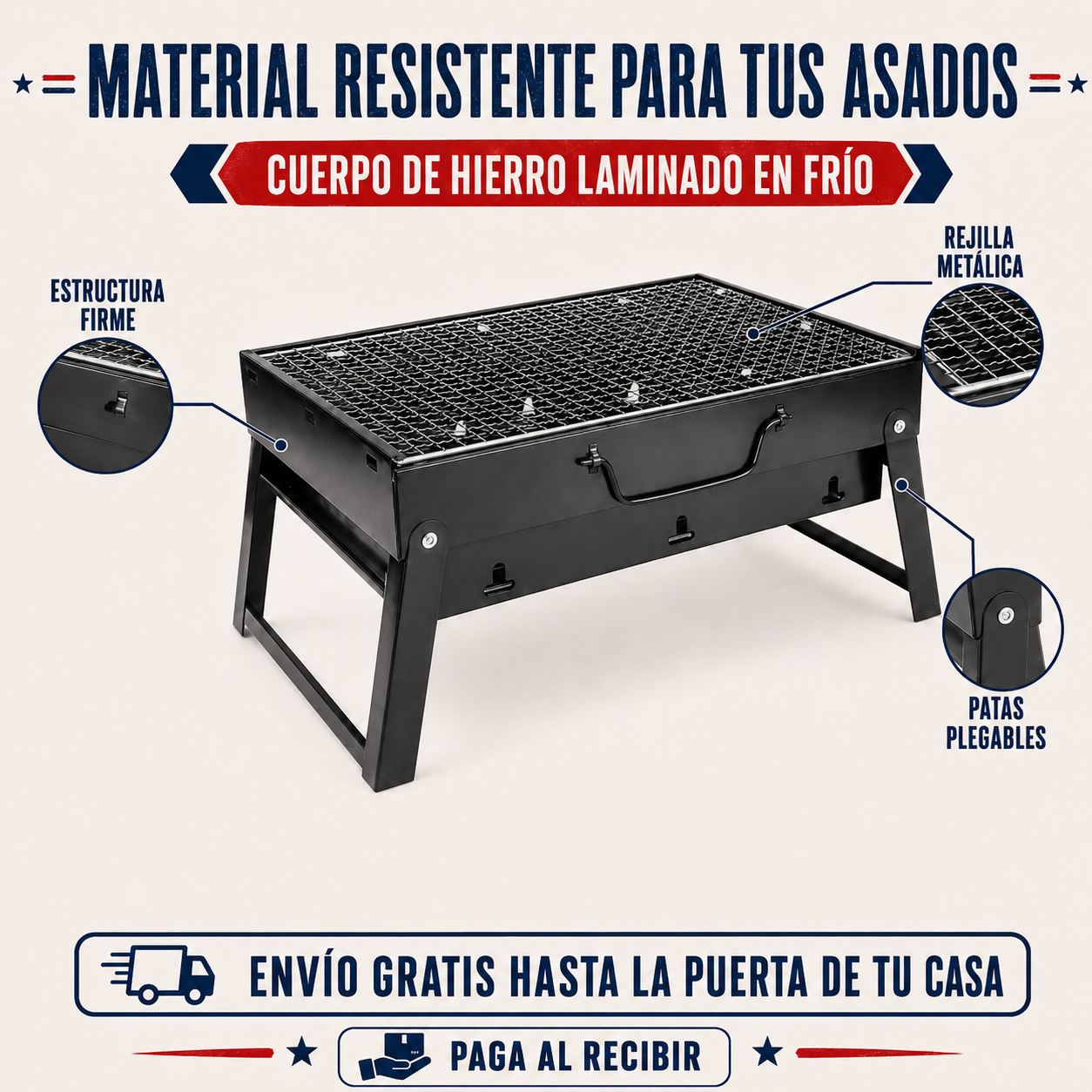 Parrilla Plegable Portátil ¡Que Este 18 No Te Falte el Asado! 🇨🇱