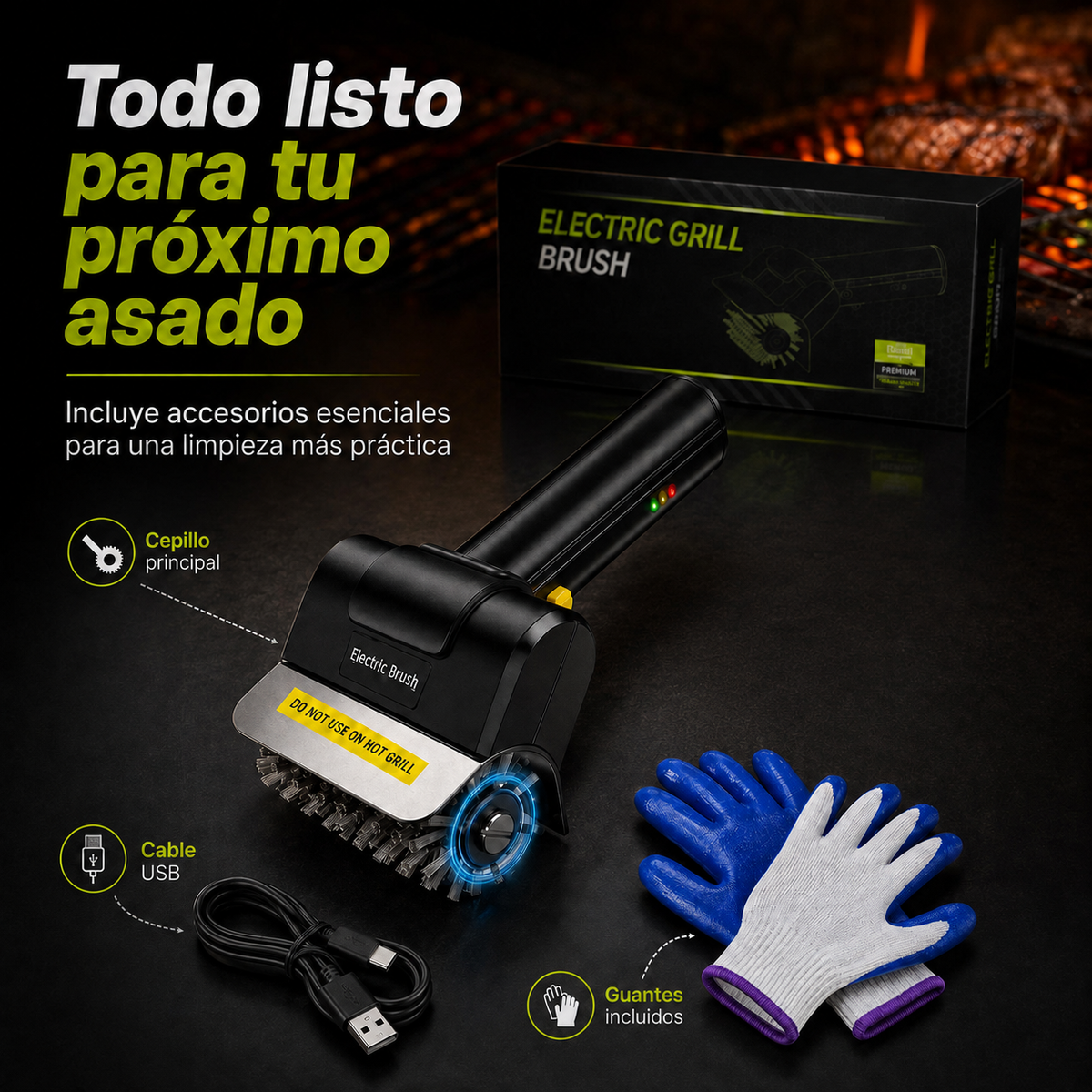 Electric Brush® Cepillo Eléctrico Portátil Recargable Para Parrillas