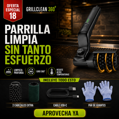 Grill Clean® Cepillo Eléctrico Recargable con Giro 360° Para Limpiar Parrillas