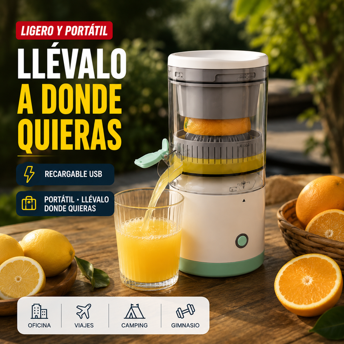 Exprimidor Eléctrico Portátil Recargable Exprime Rápido y Fácil