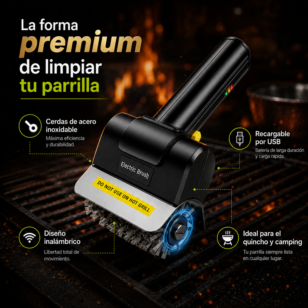 Electric Brush® Cepillo Eléctrico Portátil Recargable Para Parrillas