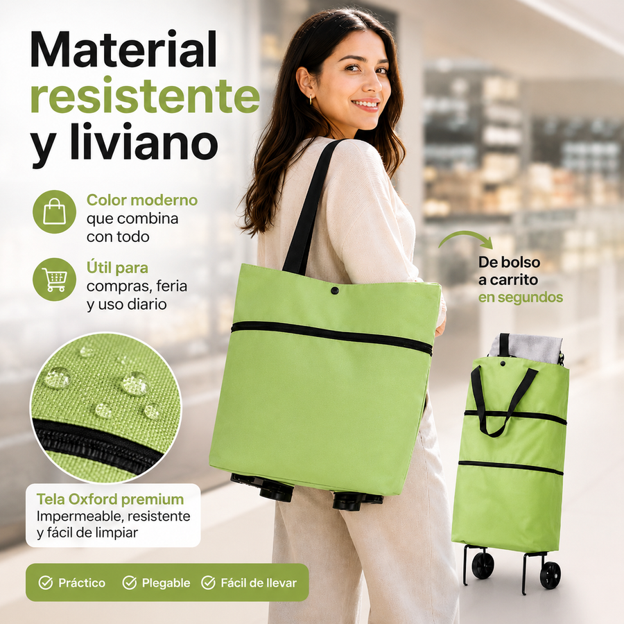 Bolso Plegable con Ruedas 2 en 1