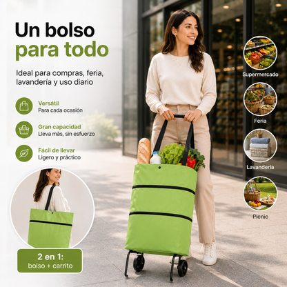 Bolso Plegable con Ruedas 2 en 1