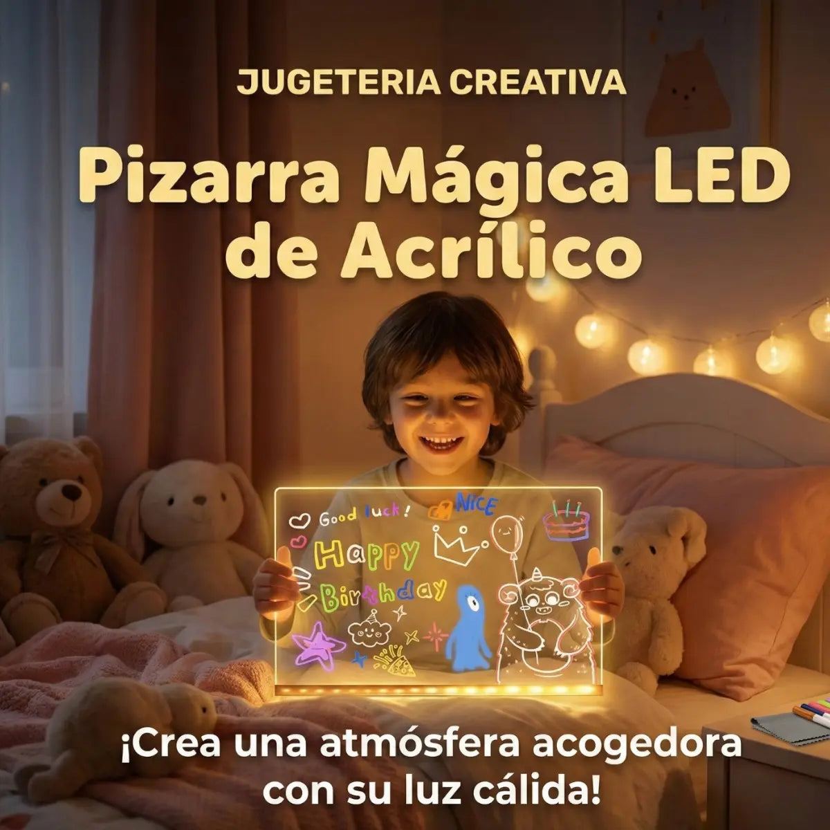 Pizarra LED Acrílica Transparente Incluye Soporte y Lápices Mágicos