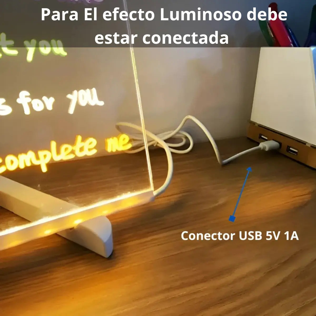 Pizarra LED Acrílica Transparente Incluye Soporte y Lápices Mágicos
